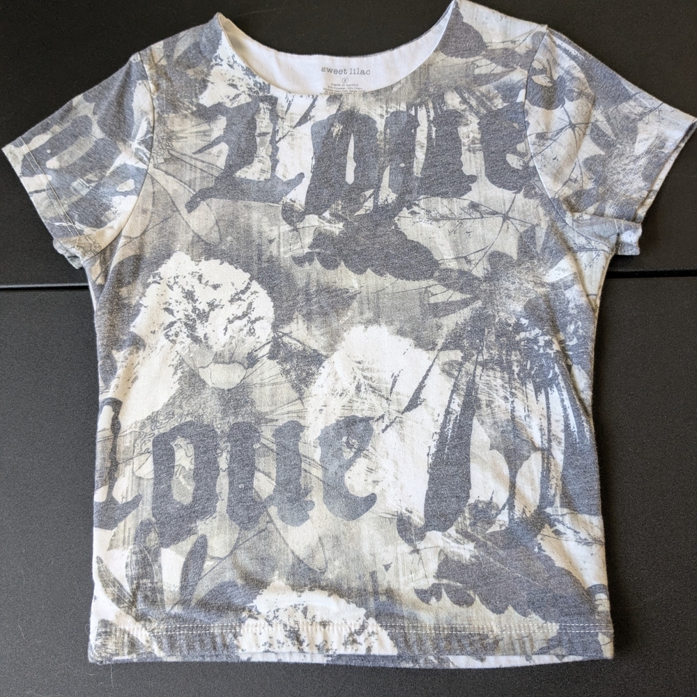 Women's Graphic Tee - Gray and White